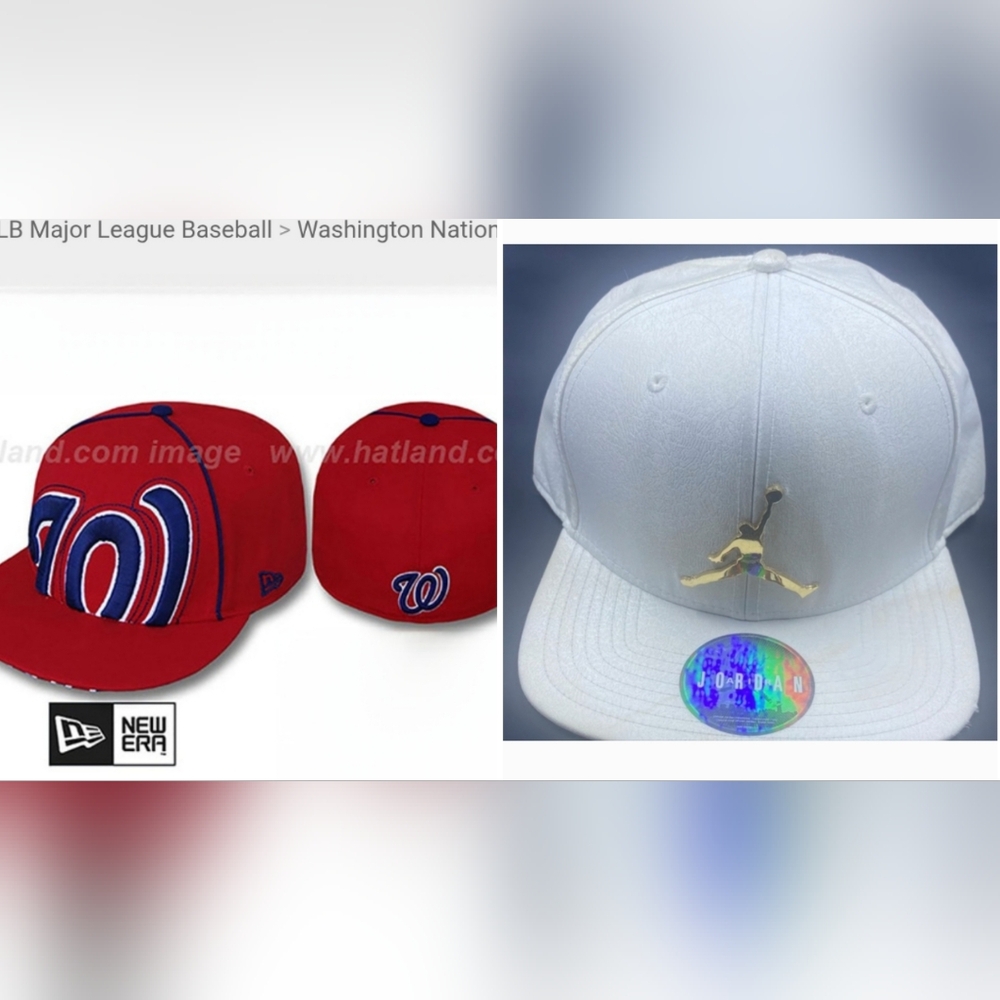 Jordan White Hat with Gold Emblem & Chicago Cubs BIG-UNDER Royal Fitted Hat